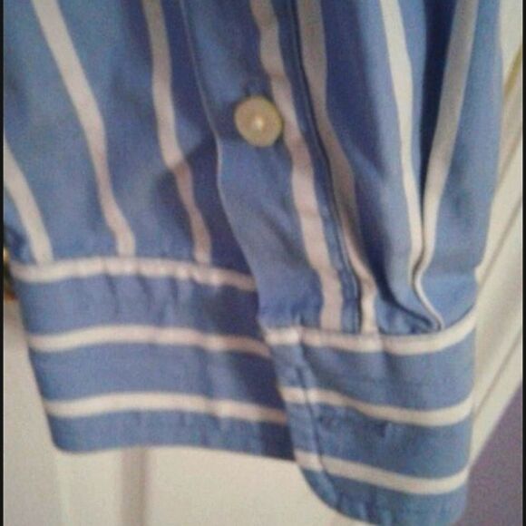 Abercrombie Blue & White Striped Career Office Long Sleeve Button Down Shirt - Picture 5 of 6
